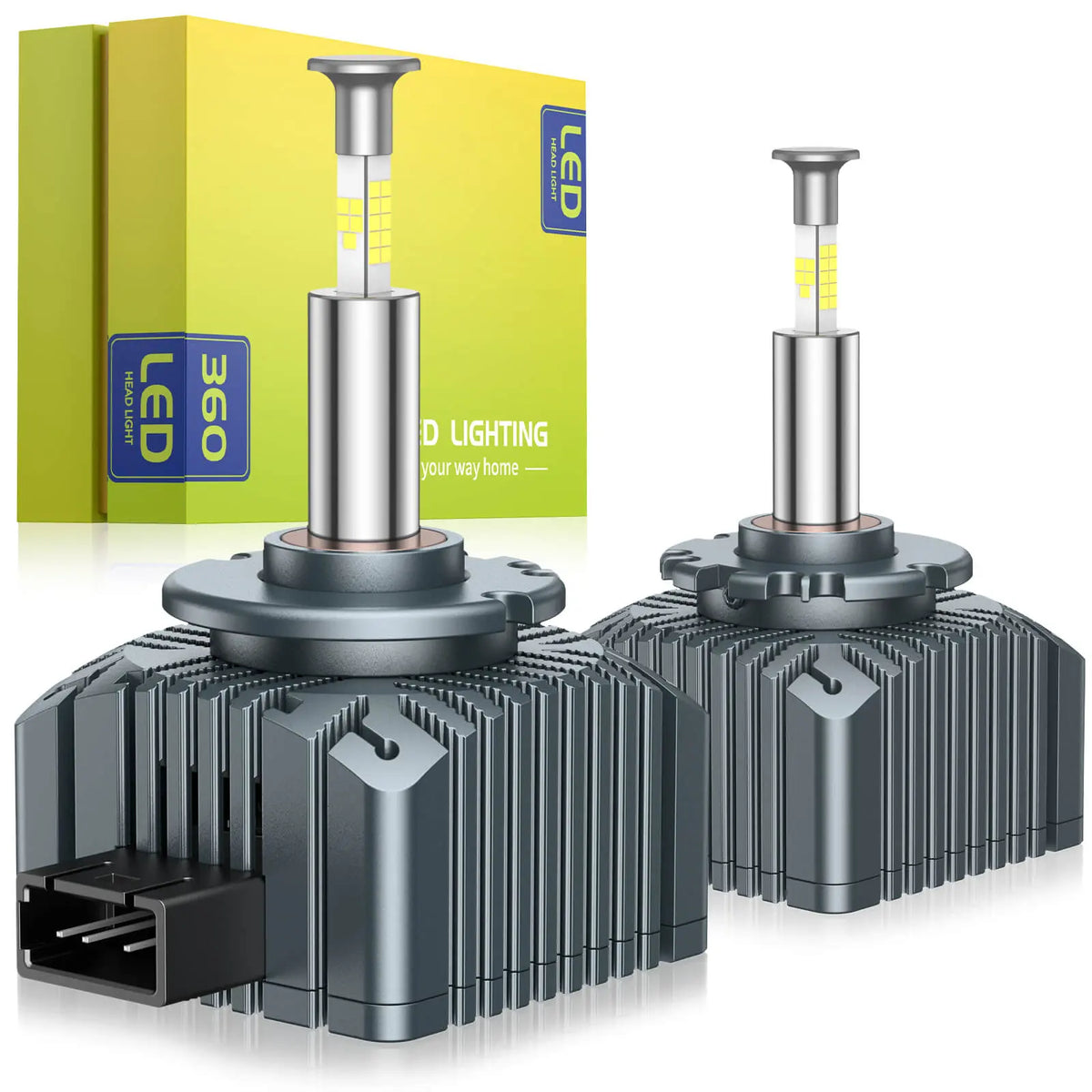 RD5 D1S/D1R 360°Full Illumination 1000% Super Brighter 6,500K Cool White 24,000LM 80W LED Headlight Bulbs IP68 2Pcs | Hawkglow