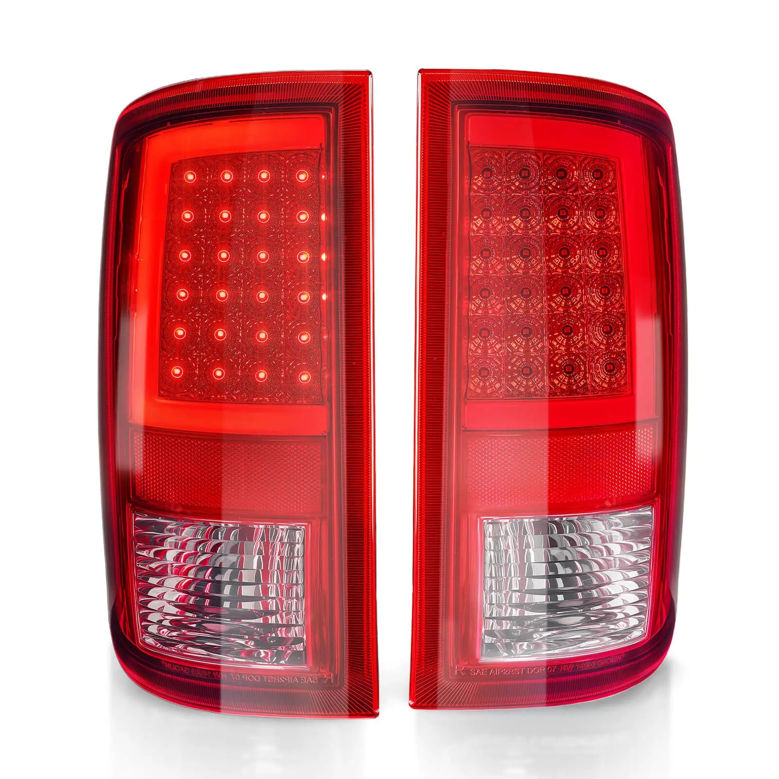 For 2009-2018 Dodge Ram 1500 2500 3500 Red Clear LED Tube Tail Lights Brake Lamps Assembly Left+Right | Hawkglow