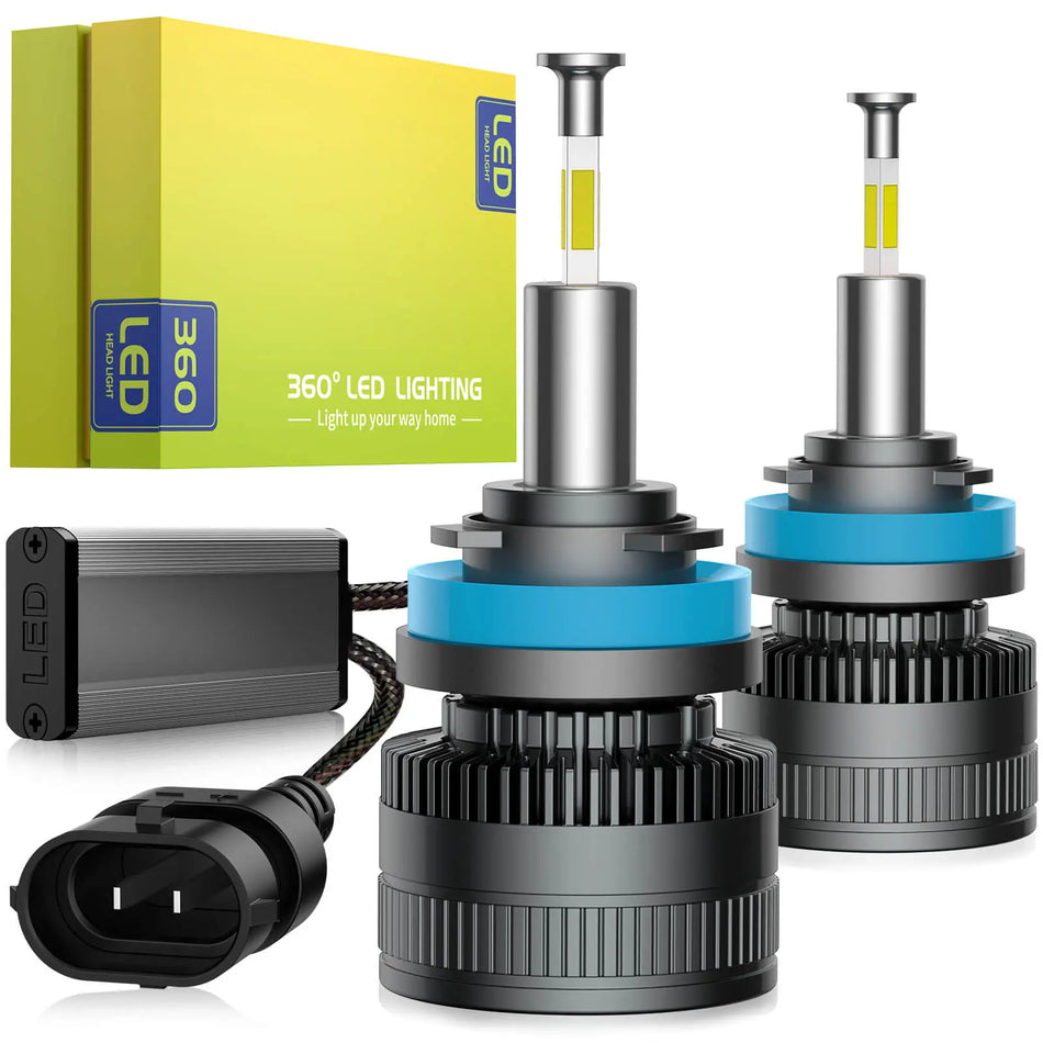 RD10 110W 360° Full IIlumination H11/H8/H9 6000K White 32000LM IP68 LED Headlight Bulbs 2 Pcs | Hawkglow