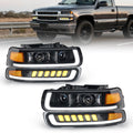 For 1999-2002 Chevy Silverado & 2000-2006 Suburban Tahoe LED Headlights Assembly Pair