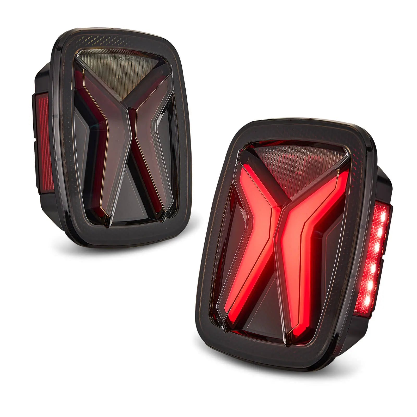 close view of jeep wrangler tj led tail lights from Hawkglow