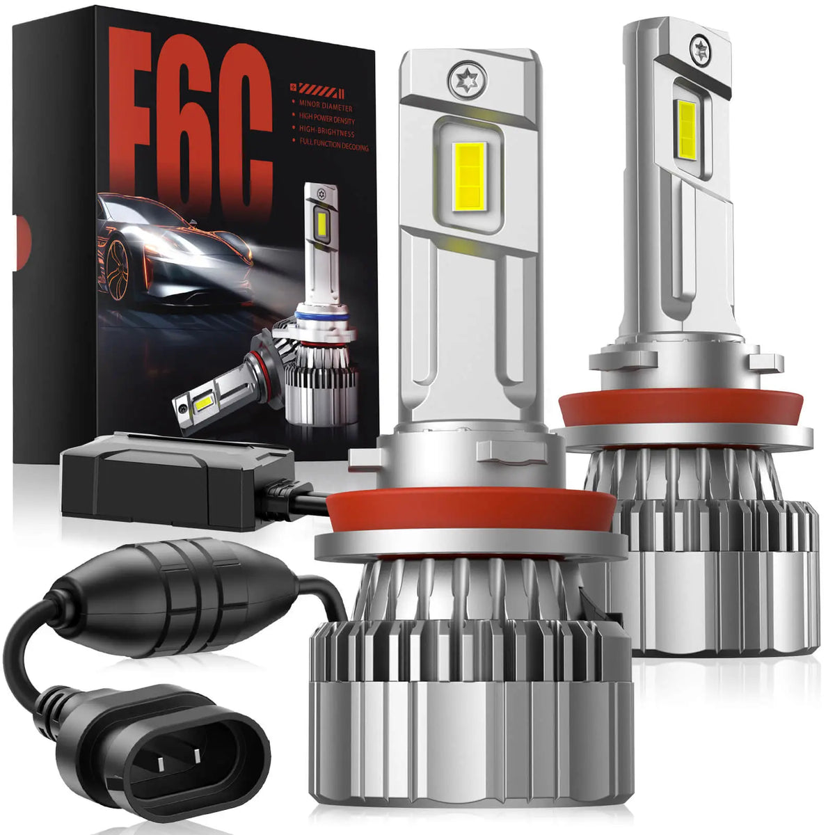 F6C H11/H8/H9 130W LED Headlight Bulbs 800% Brighter Than Halogen and 50000Hrs Lifespan | Hawkglow