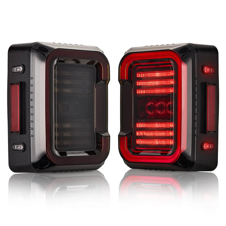close view of Hawkglow C-Shaped LED Tail Lights for Jeep Wrangler JK JKU