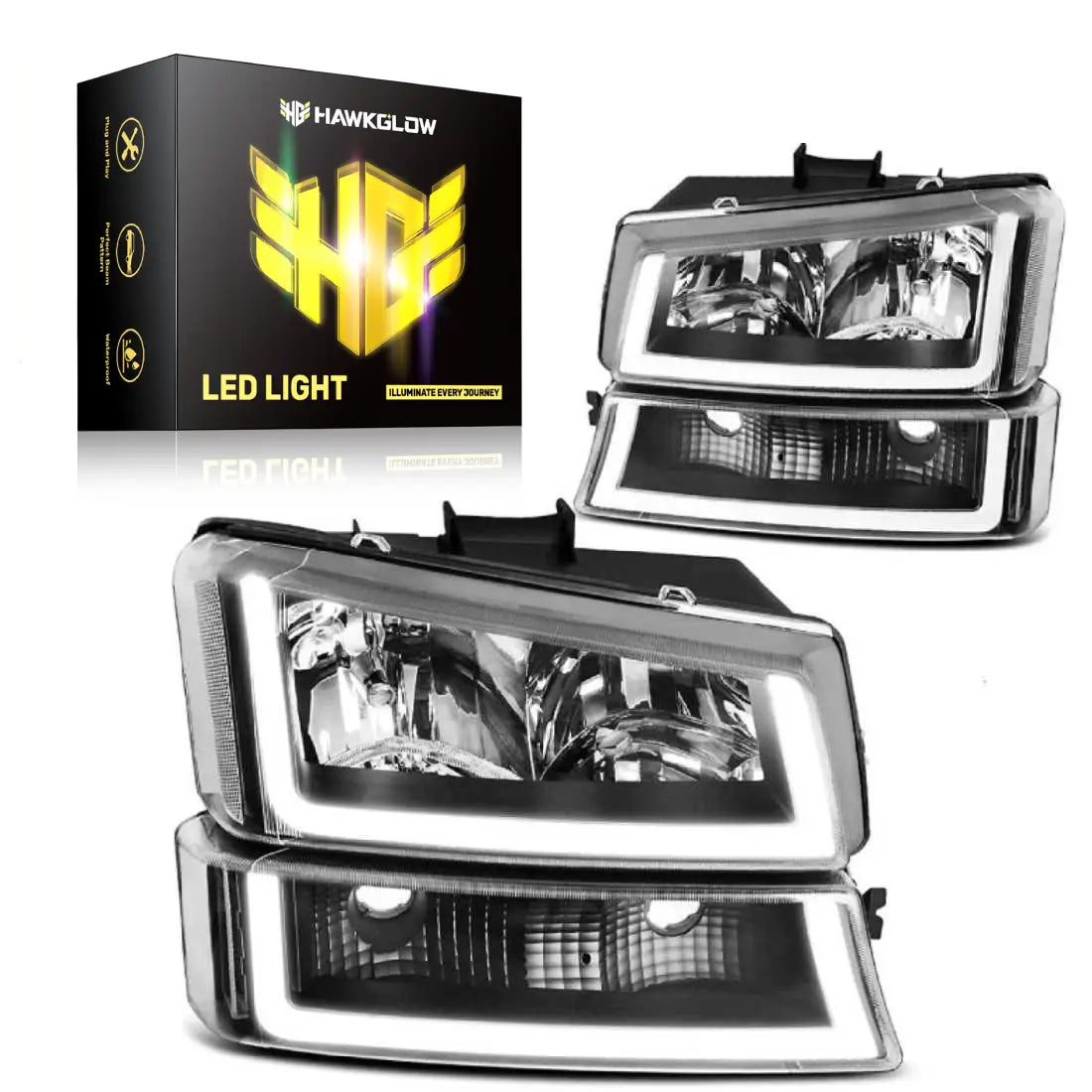 For 2003-2006 Chevy Silverado / Avalanche Headlight Assembly | Hawkglow