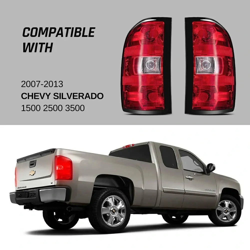 2007-2013 Chevrolet Chevy Silverado GMC Sierra Tail Light Assembly - Driver + Passenger (Left + Right) Set Flashark