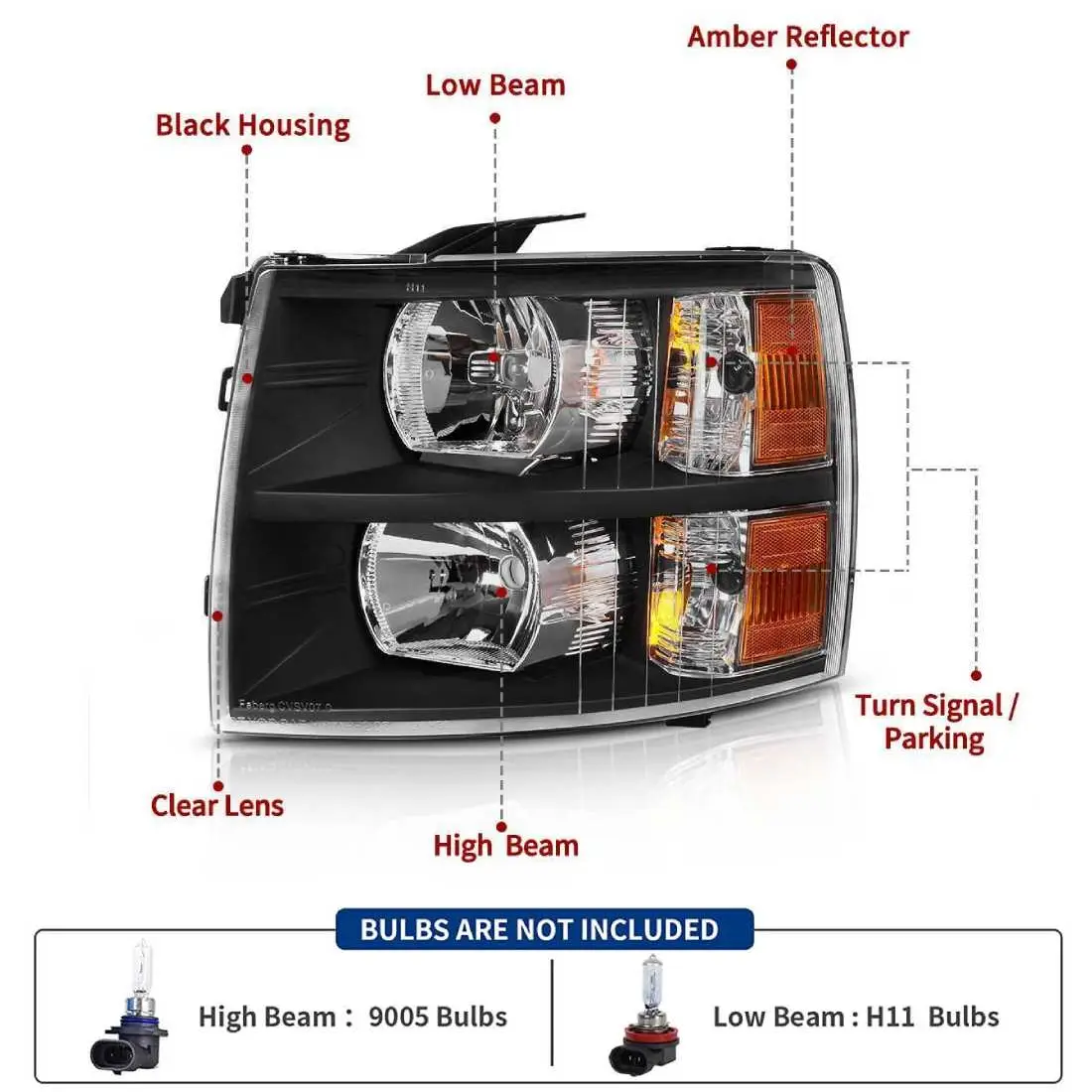 2007-2013 Chevy Silverado 1500 / 2007-2014 Silverado 2500 3500 Headlight Assembly | Hawkglow