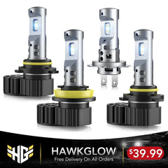 M9F 9005/HB3 9006/HB4 H11/H8/H9 H7 70W 6500K White 20000LM IP68 LED Headlight Bulbs 2 Pcs | Hawkglow Perfect Fit Design