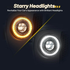 Hawkglow New 1000% Bright Anti-glare 7 Inch Led Headlights Round Compatible with Jeep Wrangler JK JKU TJ LJ Chevy Ford GMC etc w/Starry DRL Start-up Gradient Halo Turn Signal H6024 DOT Hi/Lo Sealed Beam