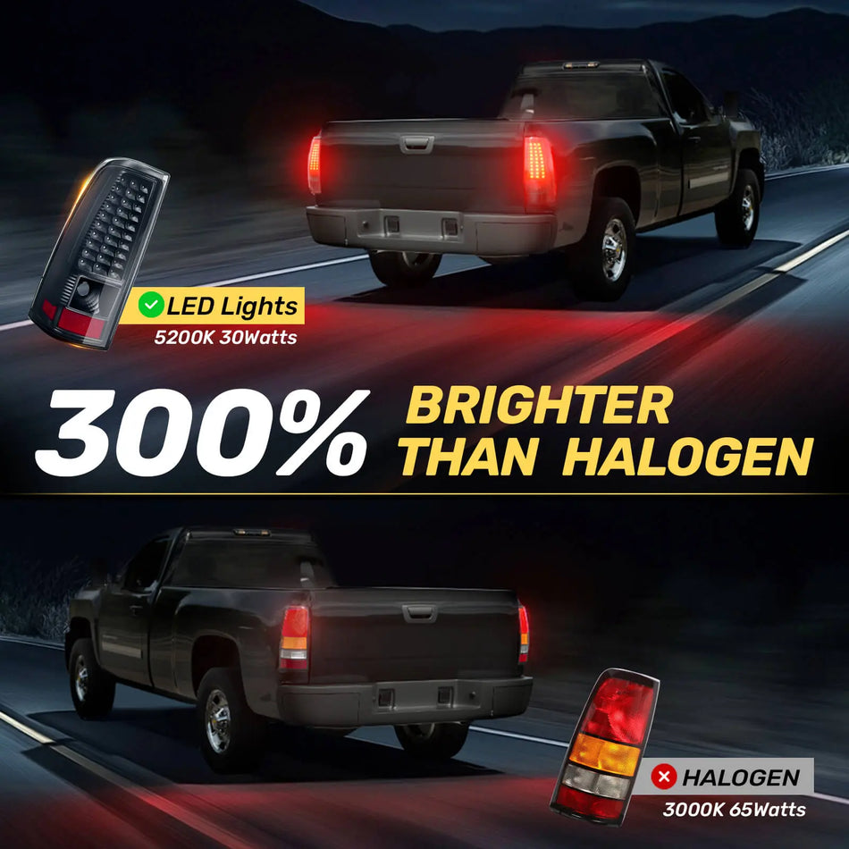 For 2003-2007 Chevy Silverado 1500/2500/3500 Smoked LED Tail Light Assembly Pair