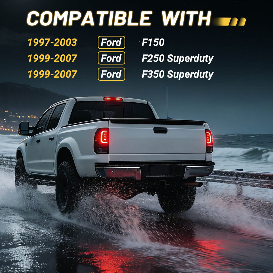 For 1997-2007 Ford F150/F250/F350 Smoked LED Tail Light Assembly Pair