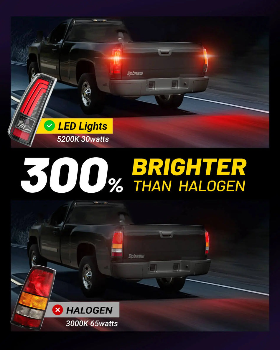 For 1999-2002 Chevy Silverado & 1999-2007 GMC Sierra LED Tail Lights Assembly Pair