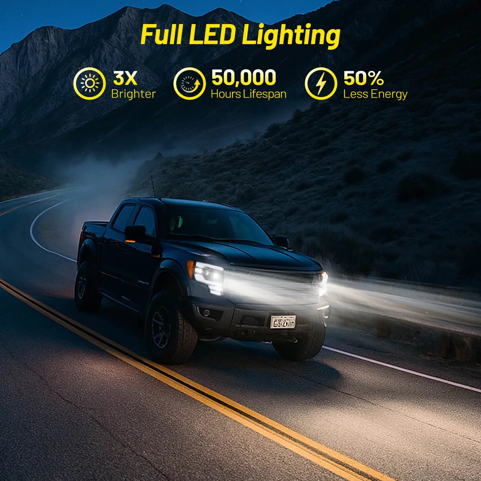 Fit for Ford F150 2009-2014, Full LED Headlight with 5 Light Modes & Perfect Beam Pattern, IP67 Waterproof & Plug-N-Play Projector Headlight | Hawkglow