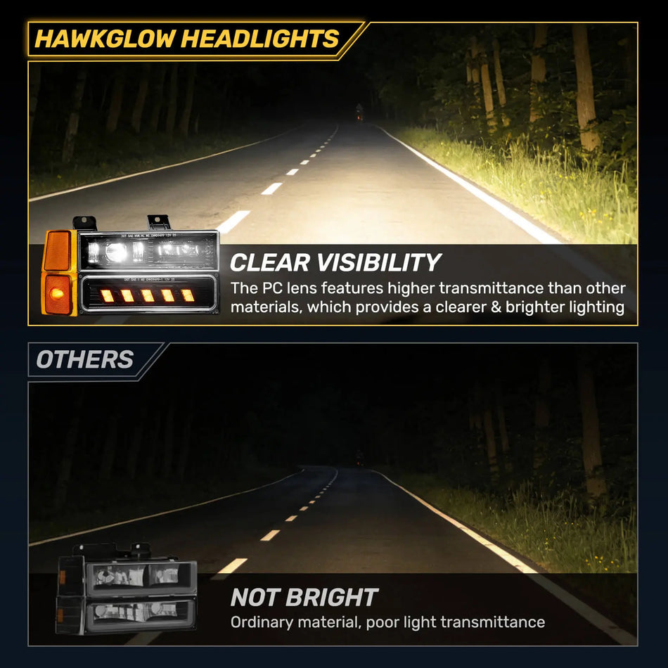 For 1994-1999 Chevy LED Headlight Assembly Pair