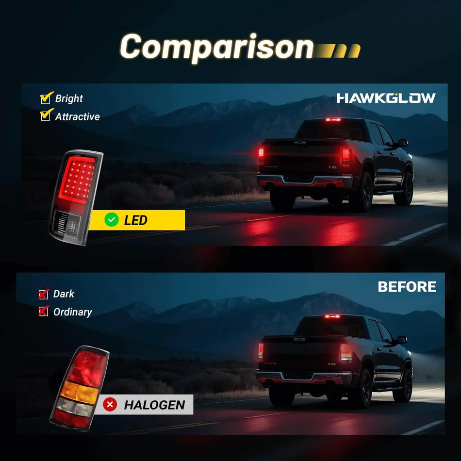 For 2009-2018 Dodge Ram 1500/2500/3500 LED Tail Lights Assembly Pair