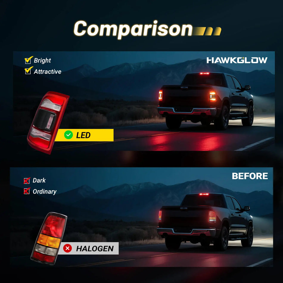 For 2019-2023 Dodge Ram 1500 LED Tail Lights Assembly Pair