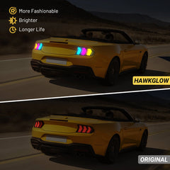 Fit For 2015-2023 Ford Mustang RGB LED Tail Light Assembly, Sequential Start-up Animation DRL Turn Signals Rear Lamp Set, 2 PCS (Driver and Passenger Side) | Hawkglow