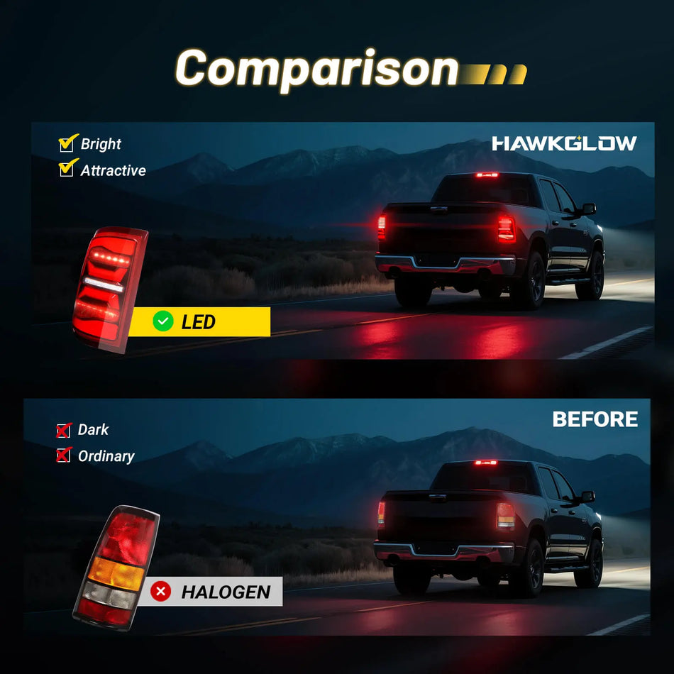 For 2009-2018 Dodge Ram 1500/2500/3500 LED Tail Lights Assembly Pair