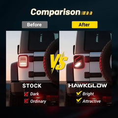 jeep wrangler jk tail lights​ Stock and LED comparison