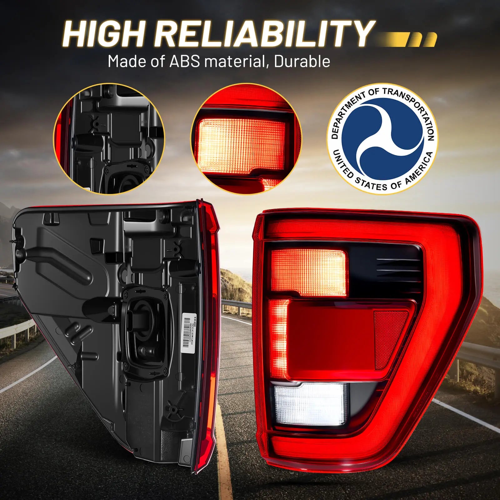 Fit For 2021-2023 Ford F150 LED Tail Light Assembly w/Blind Spot, Right Passenger Side Taillight Rear Brake Lamp (Module NOT Included) | Hawkglow
