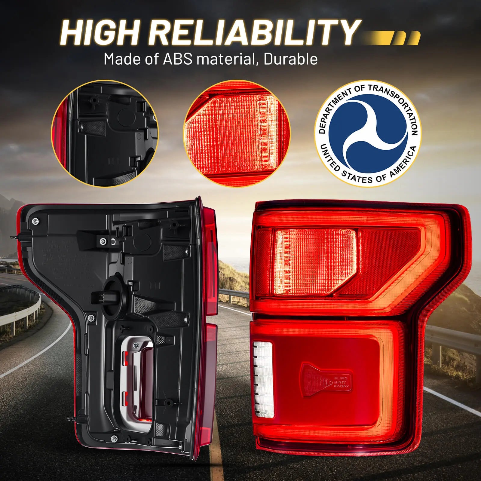 Fit For Ford F150 2018-2020 LED Tail Light with Blind Spot Right Passenger Side Taillight Rear Brake Lamp Signal Assembly (Module NOT Included) | Hawkglow