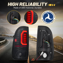 Fit For Ford  1997-2003 F-150/1999-2007 F-250 LED Tail Lights Assembly, Smoked Tail Lights Truck Rear Lamp Black 1 Pair | Hawkglow