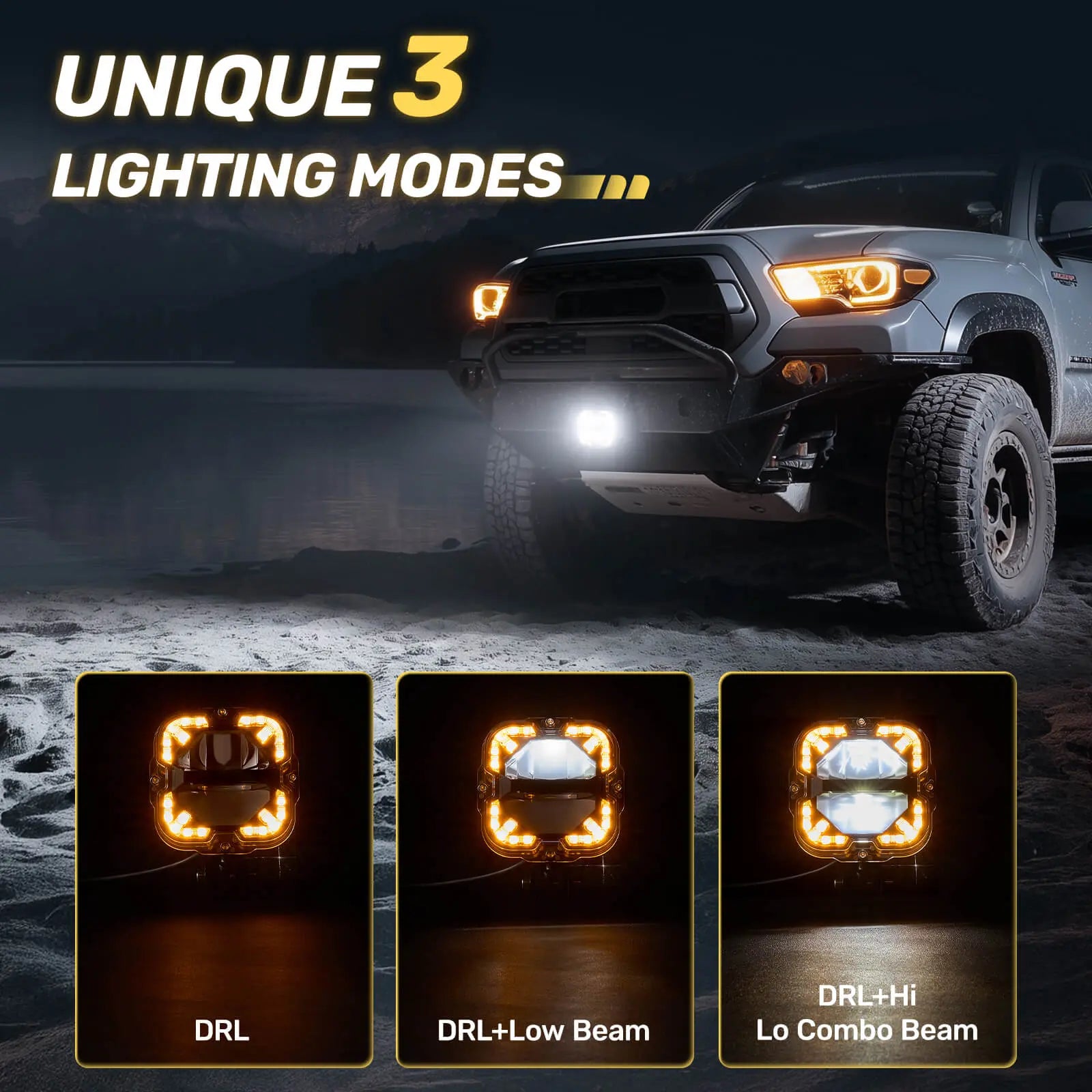 LED light pods for trucks with 3 lighting modes