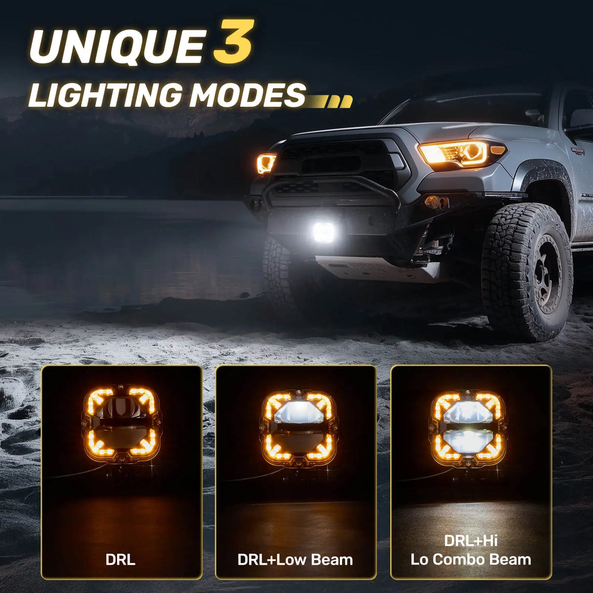 LED light pods for trucks with 3 lighting modes