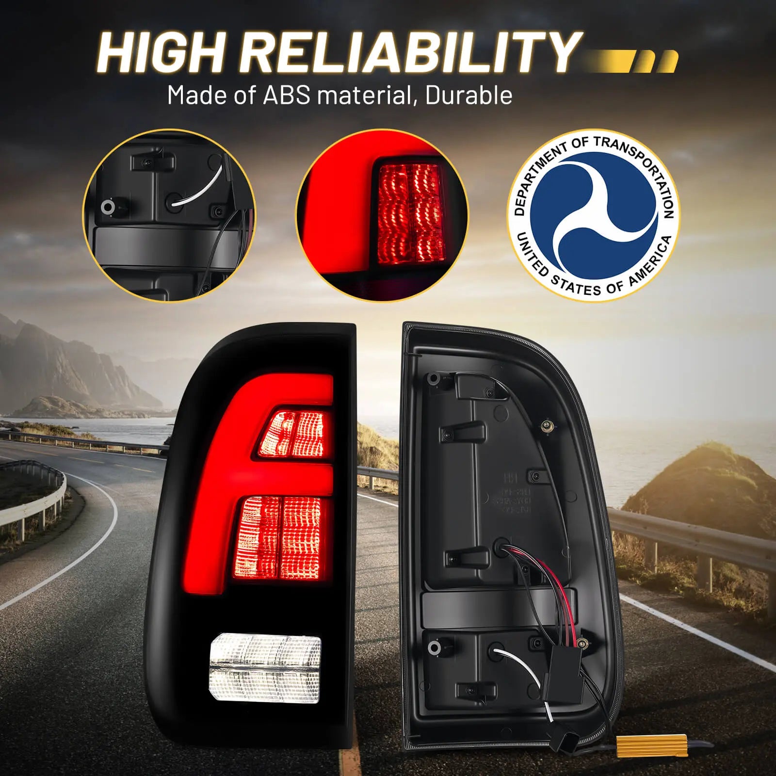 Fit for 2008-2016 Ford F250 F350 F450 LED Taillights , New Upgrade F Fashion Style, Rear Brake Stop/Reverse Lights/Running Lights/Turn Signal Tail Lamp (2PCS, Passenger & Driver Side) | Hawkglow