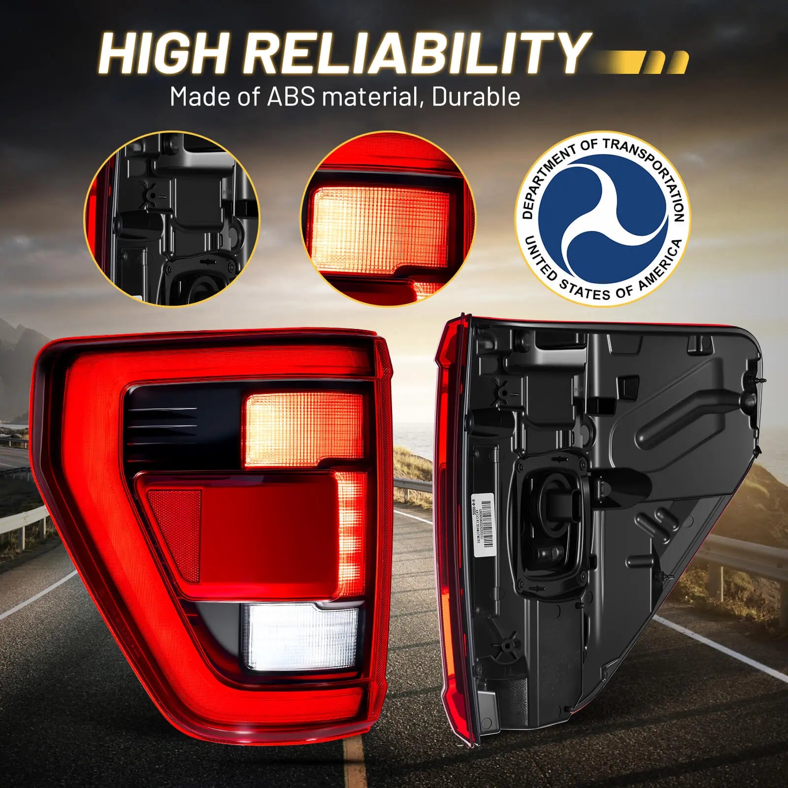 Fit For 2021-2023 Ford F150 LED Tail Light Assembly w/Blind Spot, Left Driver Side Taillight Rear Brake Lamp (Module NOT Included) | Hawkglow