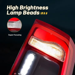 For 2019-2023 Dodge Ram 1500 LED Type Tail Light Assembly Without Blind Spot Red Lens Chrome Interior Left Driver Side Rear Light | Hawkglow
