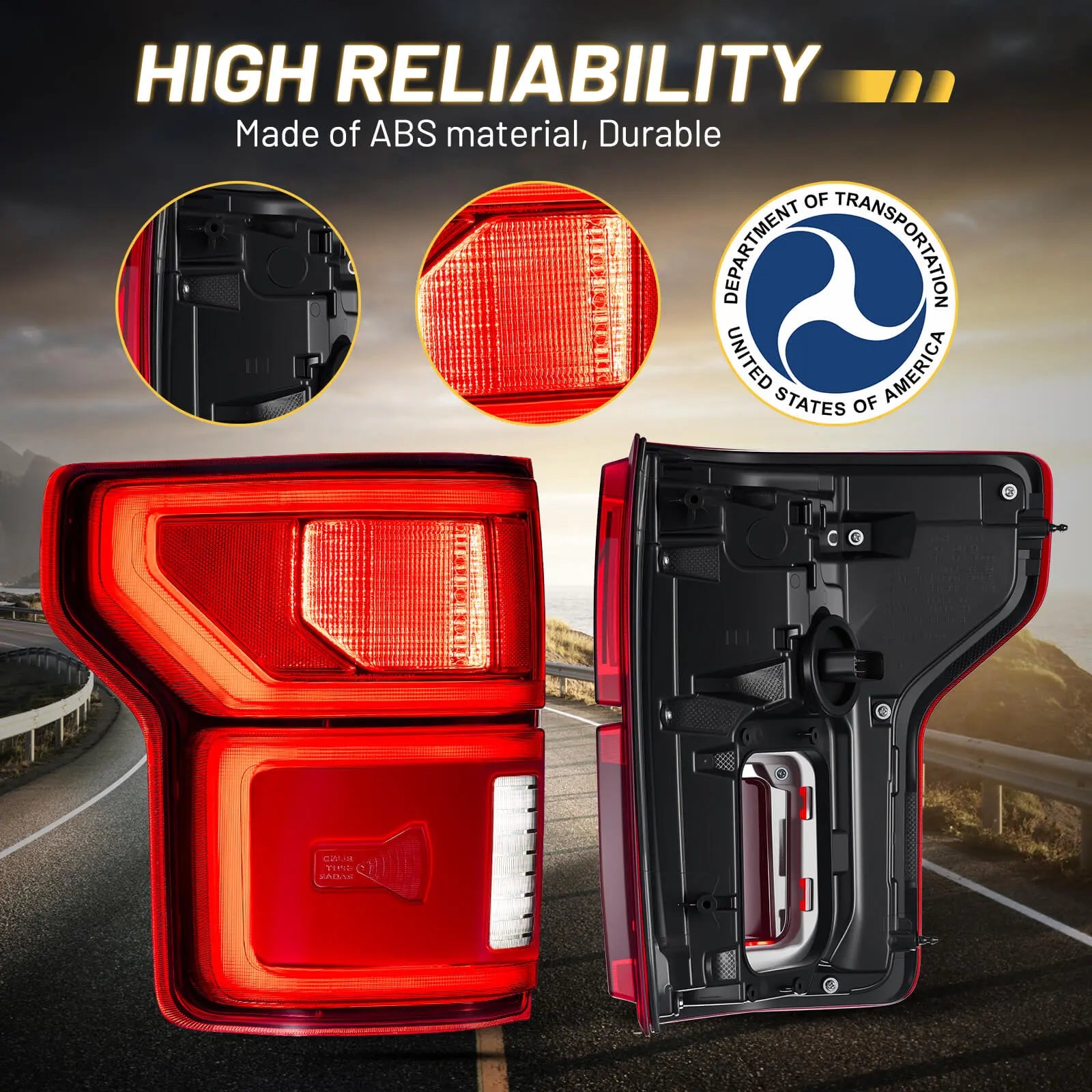 Fit For Ford F150 2018-2020 LED Tail Light with Blind Spot Left Driver/Right Passenger Side Taillight Rear Brake Lamp Signal Assembly (Module NOT Included) | Hawkglow