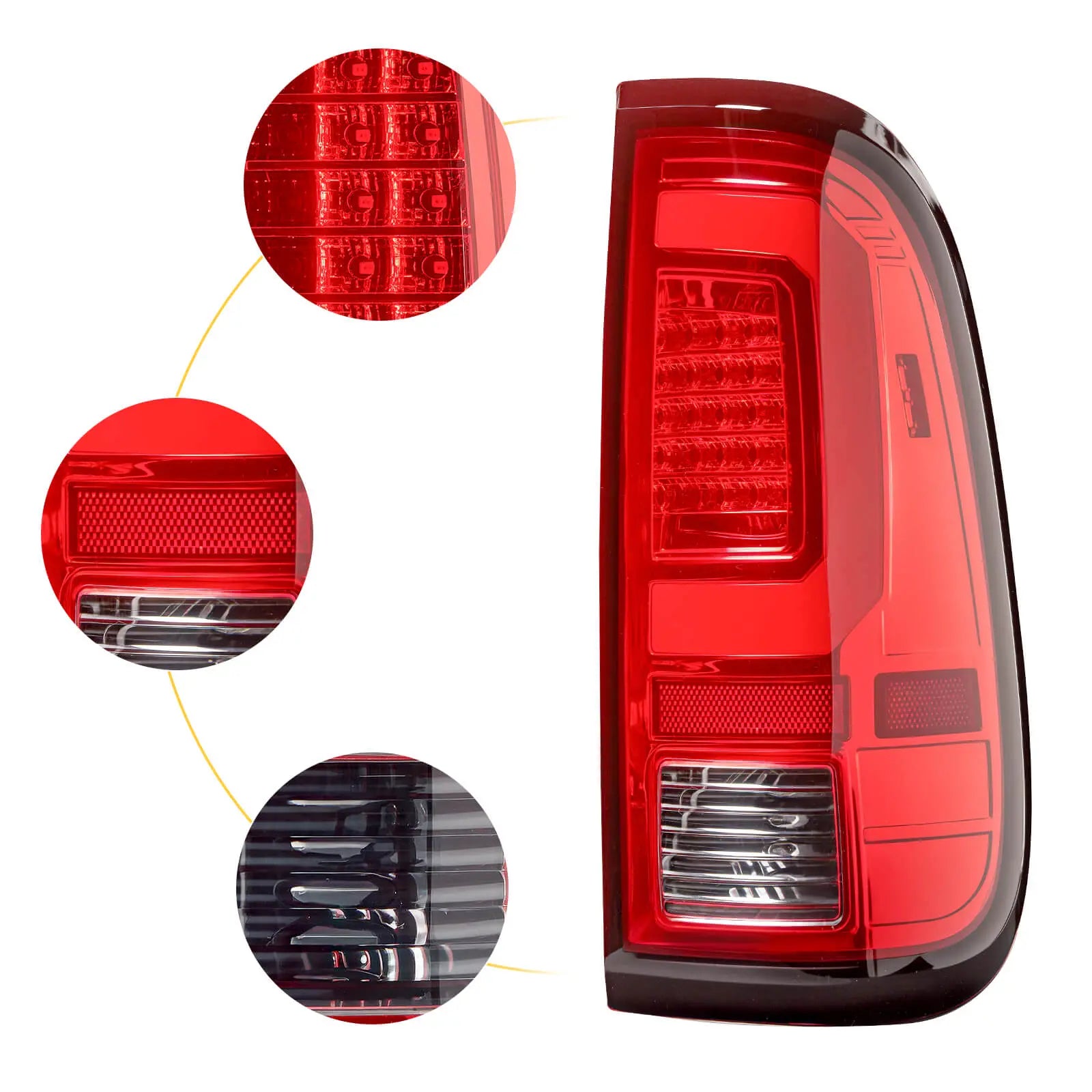 Fit 2008 - 2016 Ford F250 F350 F450 SD Super Duty Shape LED Red Tail Light | Hawkglow