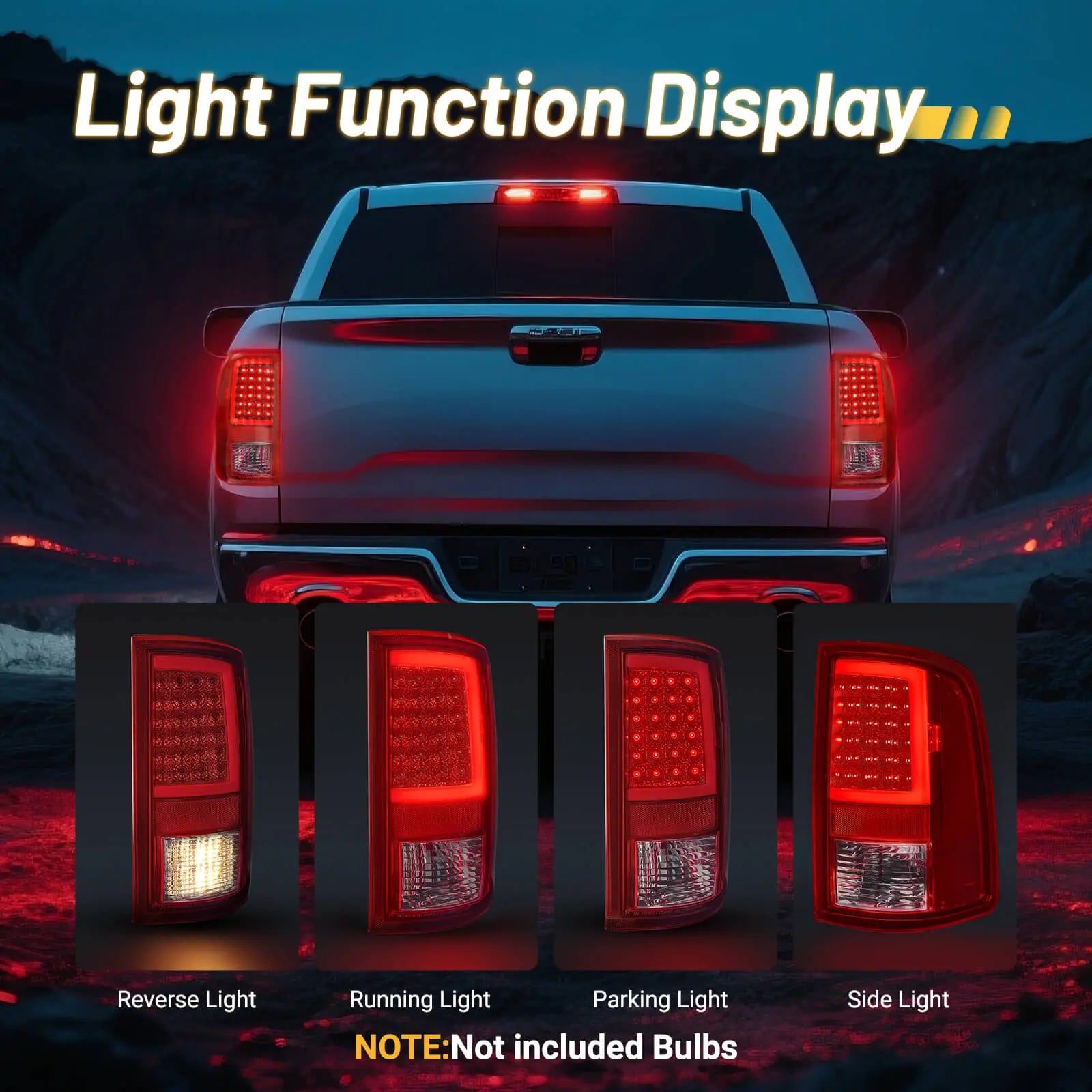 2017 Ram 1500 Accessories Nakuuly Dodge Ram Tail Lights (2009-2018) - Halogen Replacement Pair W/Bulbs, Fits 1500/2500/3500 NON-LED Models Taillight Assembly - Foto 9