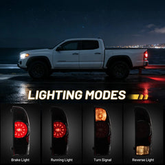 Tail Light Rear Lamp Compatible With 2005-2015 Toyota Tacoma Pickup Driver and Passenger Side LED Lens Taillights Brake Signal Assembly with Bulb and Harness | Hawkglow