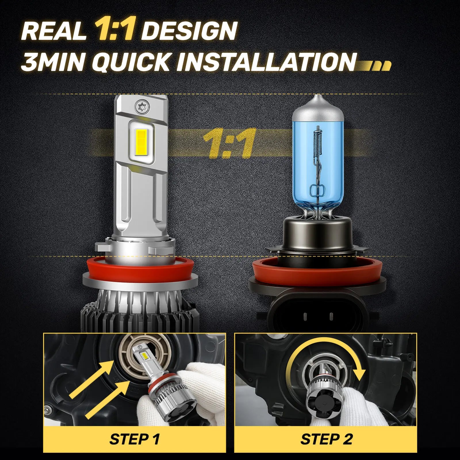 F6C H11/H8/H9 130W LED Headlight Bulbs 800% Brighter Than Halogen and 50000Hrs Lifespan | Hawkglow