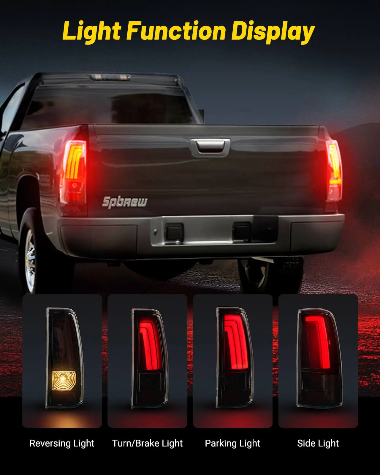 Fit For Chevy Silverado 1999 2000 2001 2002, 1999-2007 GMC Sierra Classic LED Tail Lights Assembly,  Smoked Tail Lights Truck Rear Lamp Black&Red 1 Pair| Hawkglow