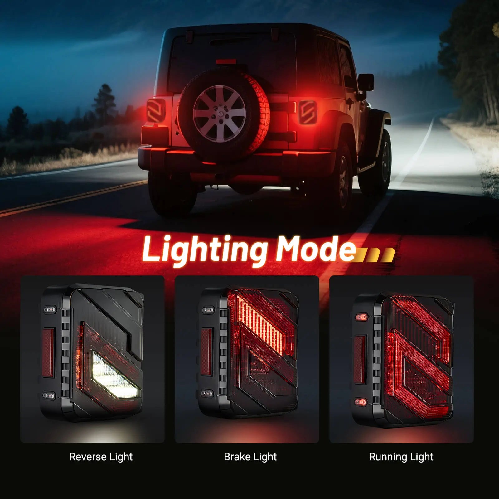 jeep wrangler jk led tail lights with different lighting modes