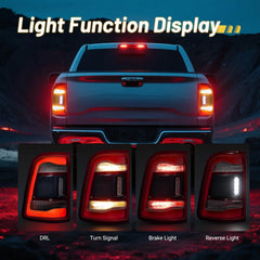 For 2019-2023 Dodge Ram 1500 LED Type Tail Light Assembly Without Blind Spot Red Lens Chrome Interior Left Driver Side Rear Light | Hawkglow