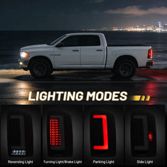 Fit For 2002-2006 Dodge Ram 1500, 2003-2006 2500 3500 LED Tail Lights Lamps, Clear Lens Black Inner Milky White Drl Cover | Hawkglow