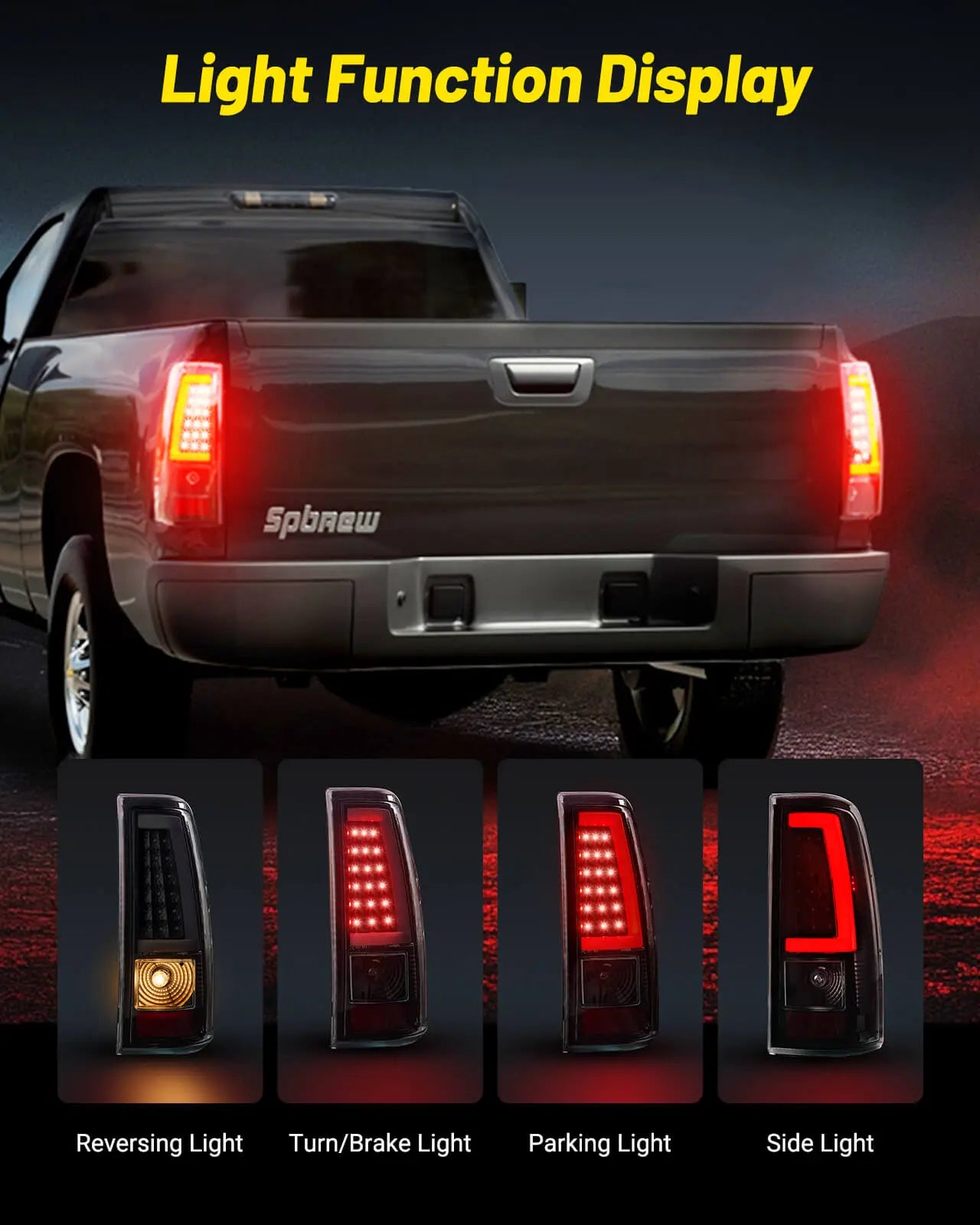 Fit For Chevy Silverado 1999 2000 2001 2002, 1999-2007 GMC Sierra Classic LED Tail Lights Assembly, Smoked Tail Lights Truck Rear Lamp Black 1 Pair | Hawkglow