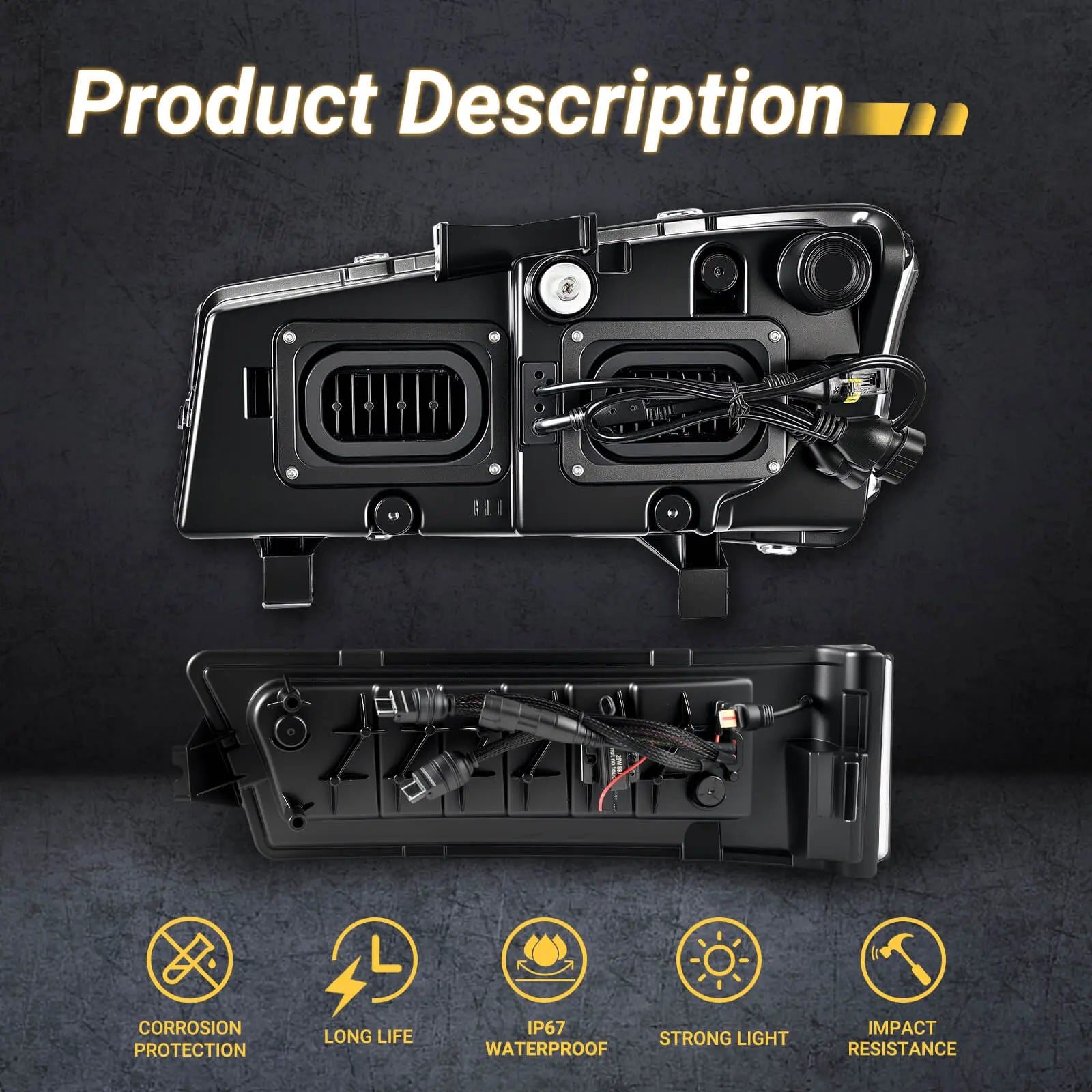 Hawkglow LED Headlights Assembly DOT Approved with DRL Turn Signal High/Low Sealed Beam Side Marker Compatible with 2003-2006 Chevy Silverado Avalanche