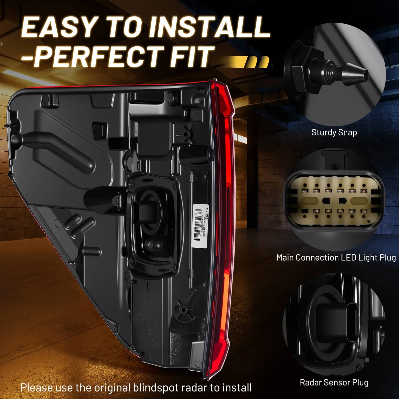 Fit For 2021-2023 Ford F150 LED Tail Light Assembly w/Blind Spot, Right Passenger Side Taillight Rear Brake Lamp (Module NOT Included) | Hawkglow