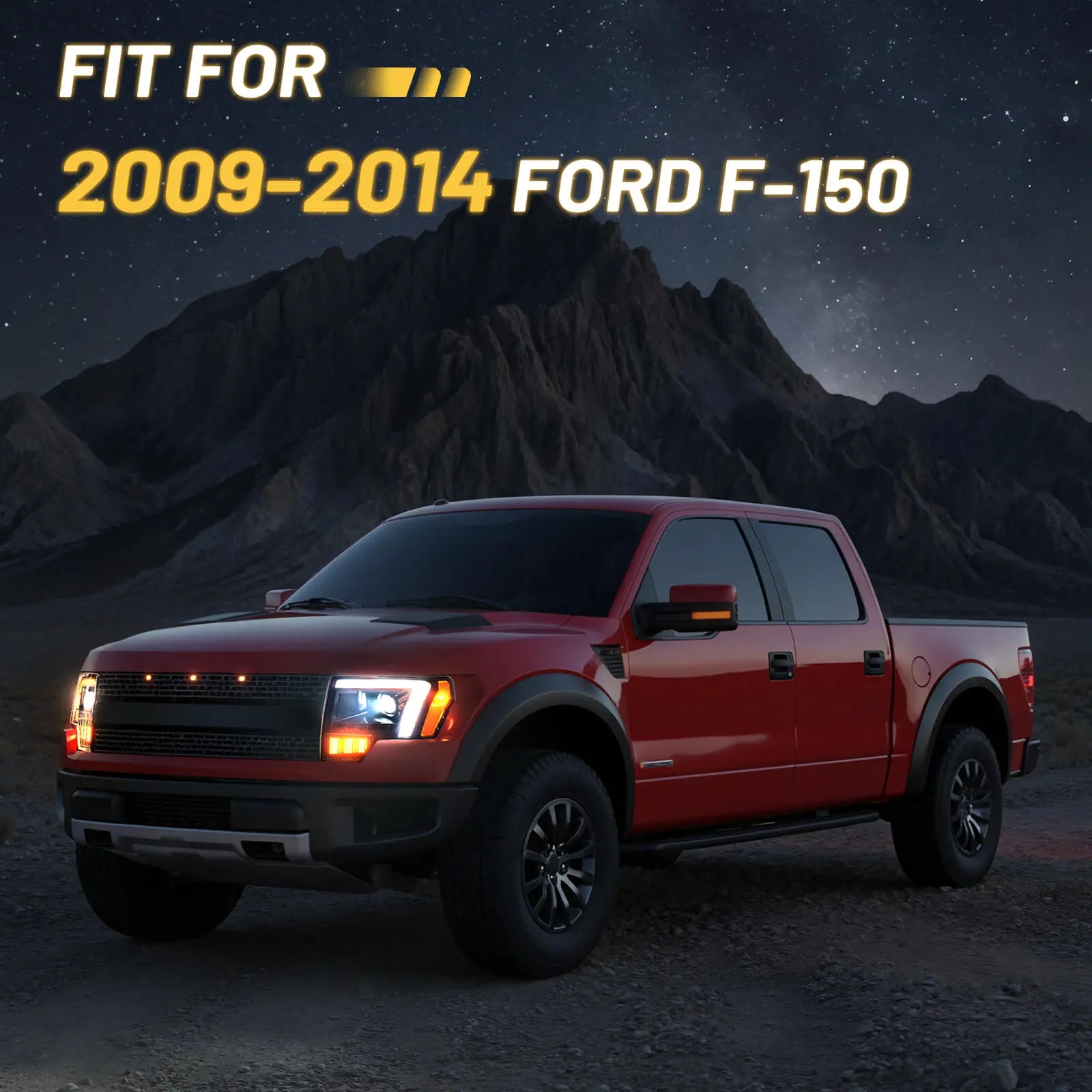 Fit for 2009-2014 Ford F150 FX2/FX4/King Ranch/Lariat/Limited/Platinum/STX/SVT Raptor/XL/XLT/Lariat Limited, 1000% Brighter Headlight Assembly | Hawkglow