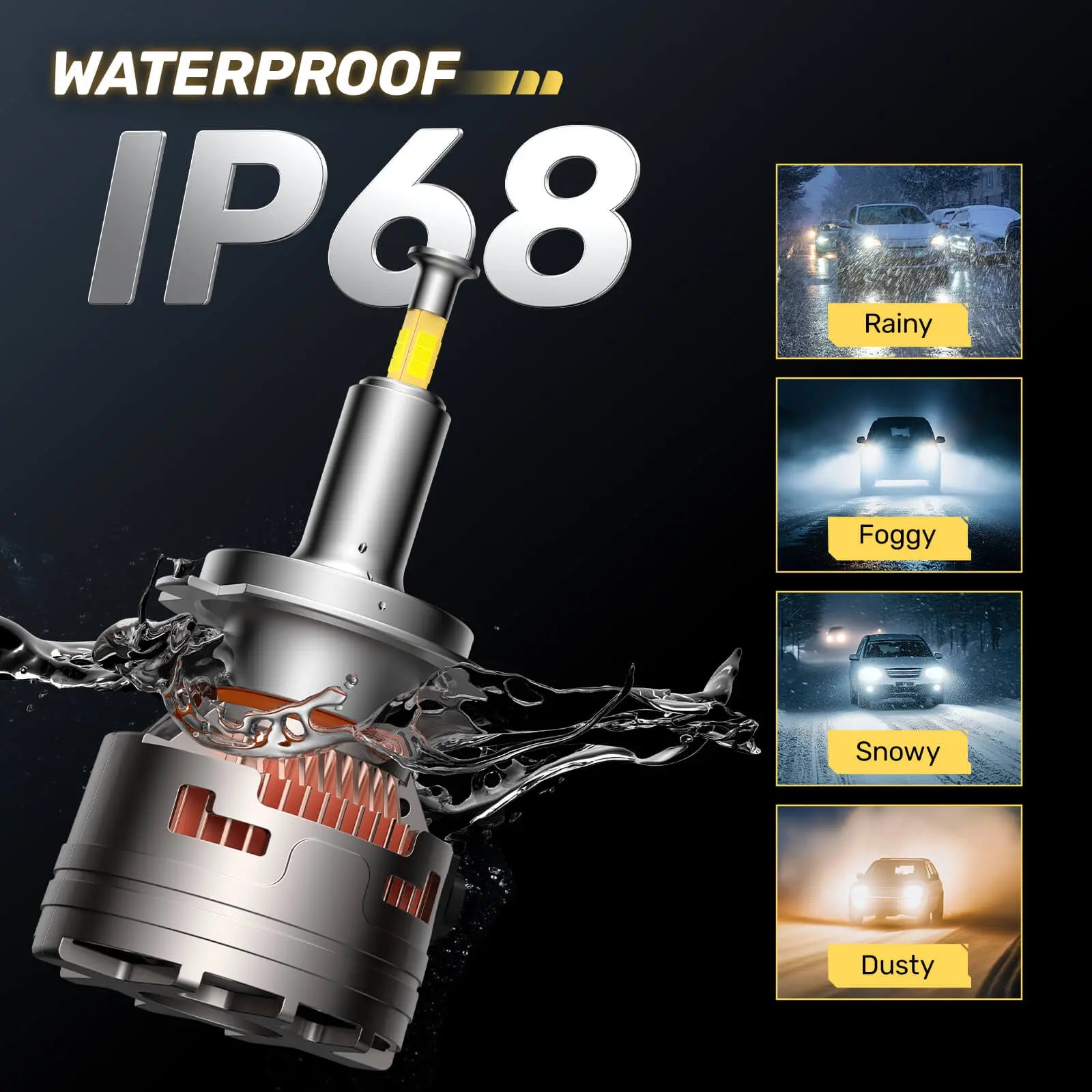 V7 Brightest H7 150W 360°Full Illumination LED Headlight Bulbs 900% Brighter Than Halogen and 50,000Hrs Lifespan | Hawkglow