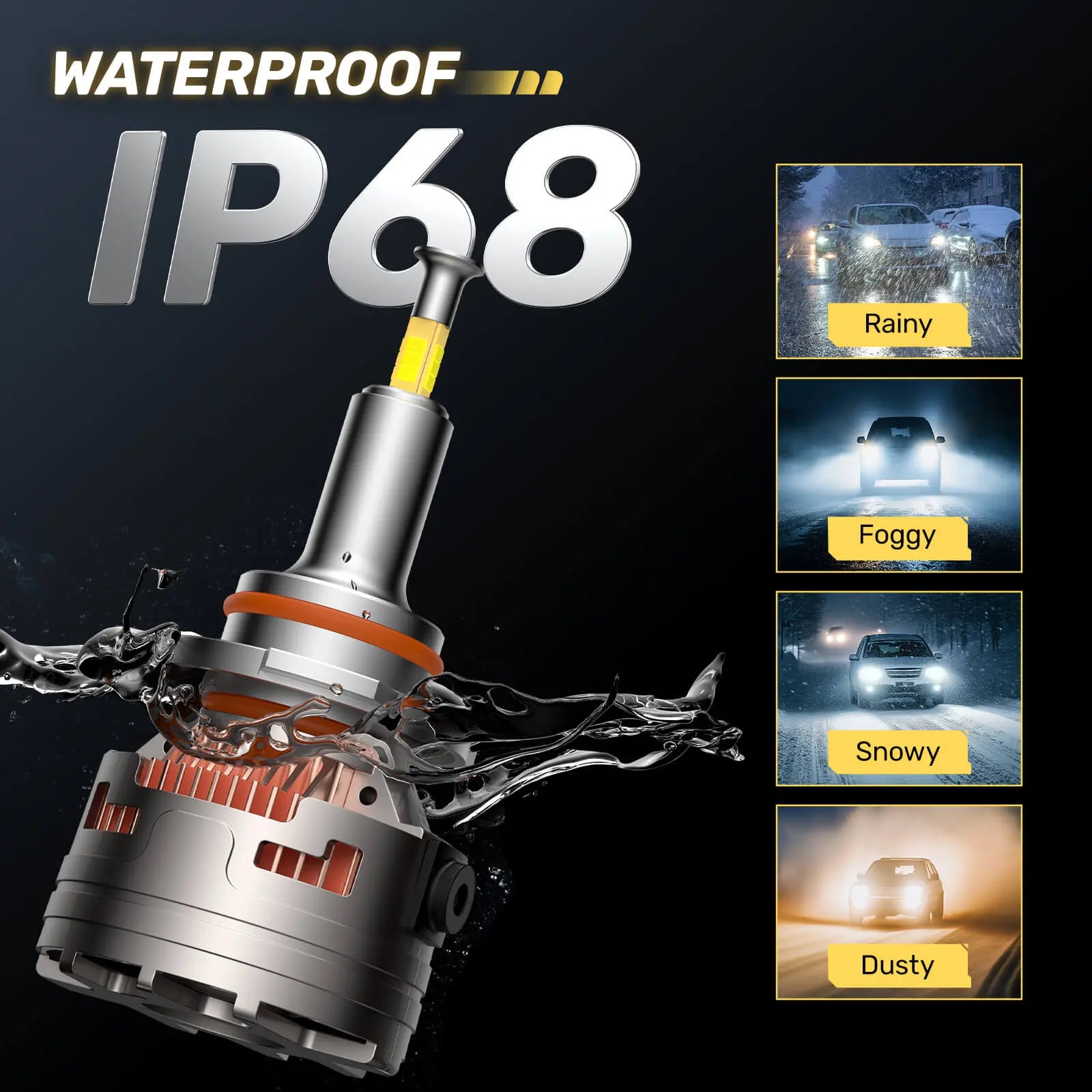 V7 Brightest 9006/HB4 150W 360°Full Illumination LED Headlight Bulbs 900% Brighter Than Halogen and 50,000Hrs Lifespan | Hawkglow