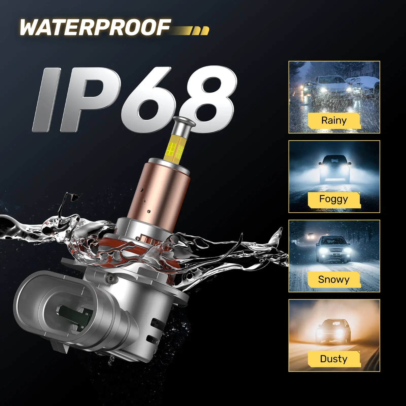 V4 9006/HB4 80W 360°Full Illumination LED Headlight Bulbs 700% Brighter Than Halogen and 50,000Hrs Lifespan, 6500K White 24000LM, 2PCS | Hawkglow