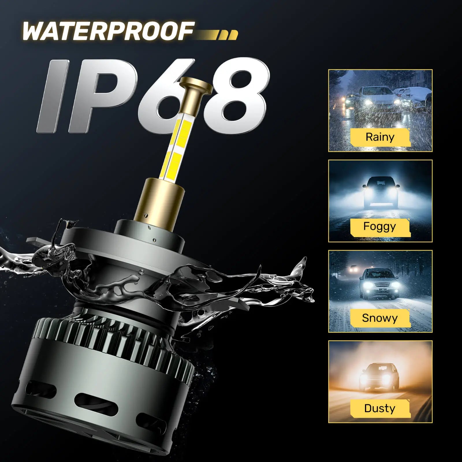 RD09 Bullet 130W 360° Full IIlumination H4/9003/HB2 Dual Light Source 6500K White 40000LM IP68 LED Headlight Bulbs 2 Pcs | Hawkglow