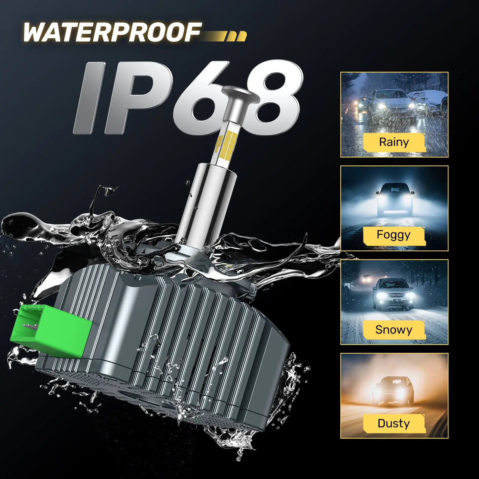 RD5 D3S/D3R 360°Full Illumination 1000% Super Brighter 6,500K Cool White 24,0000LM 80W LED Headlight Bulbs IP68 2Pcs | Hawkglow