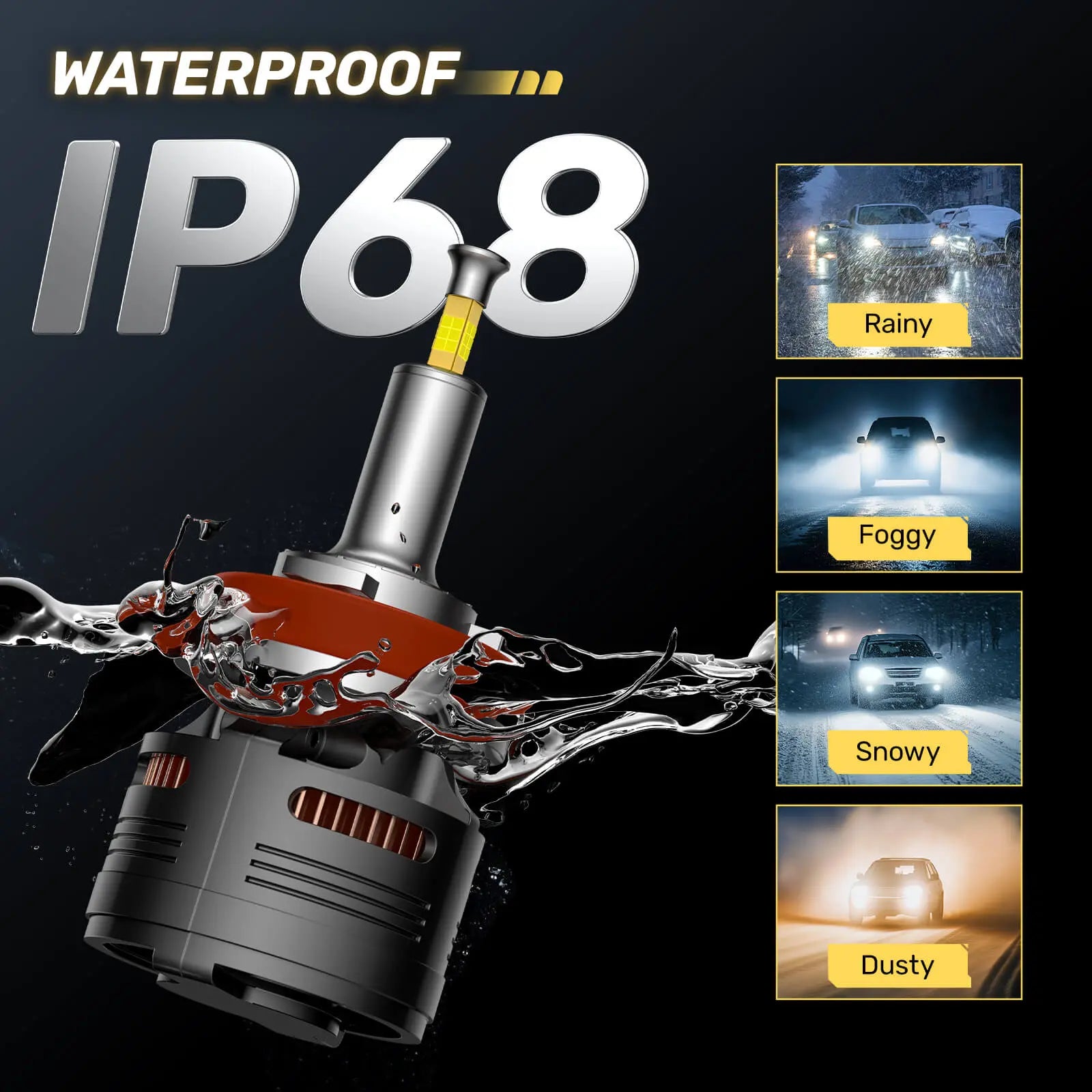 V5 High Power 130W 360° Full IIlumination H11/H8/H9 6500K White 40000LM IP68 LED Headlight Bulbs 2 Pcs | Hawkglow