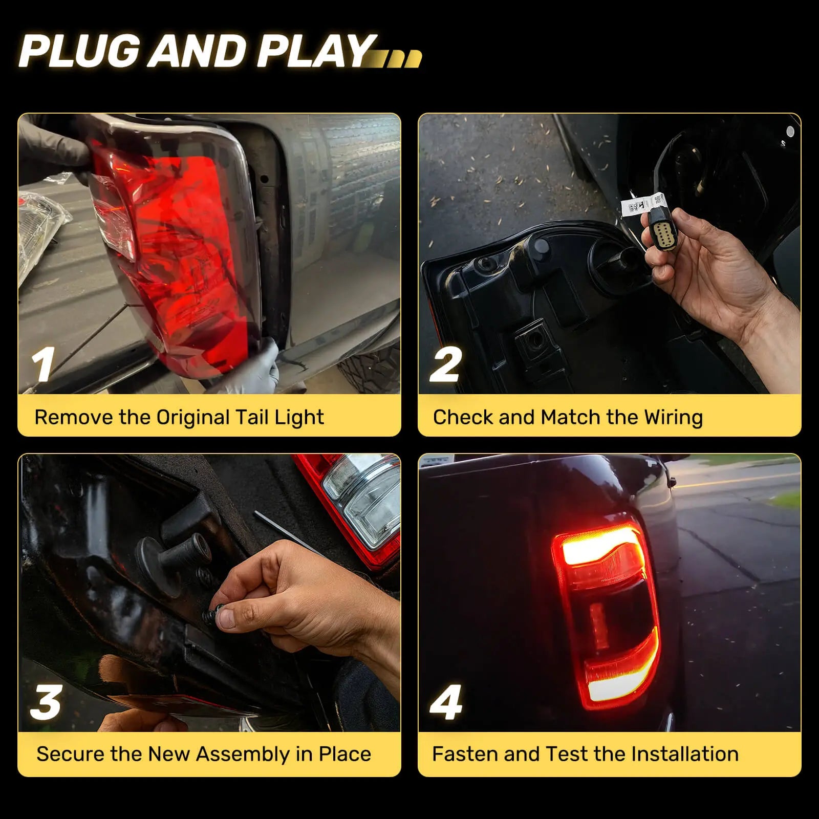 For 2019-2023 Dodge Ram 1500 LED Type Tail Light Assembly Without Blind Spot Red Lens Chrome Interior Left/Right/Left&Right Side Rear Light | Hawkglow